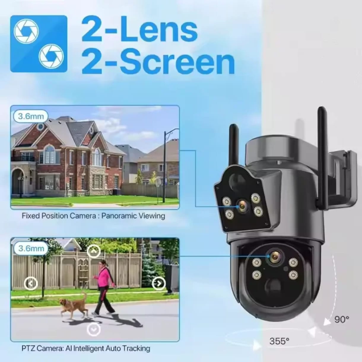 Caméra de Surveillance Externe HD Solar Smart Avec 2Cameras 4G-8MP