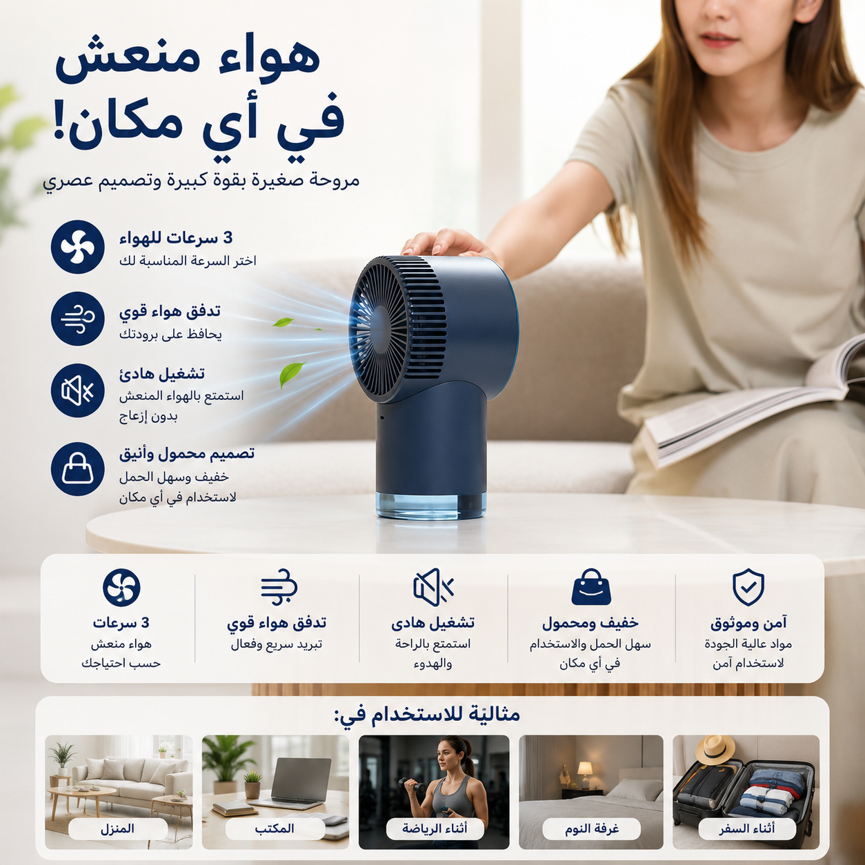 mini rafraîchisseur d'air portable avec ventilateur/مبرد هواء صغير محمول مزود بمروحة
