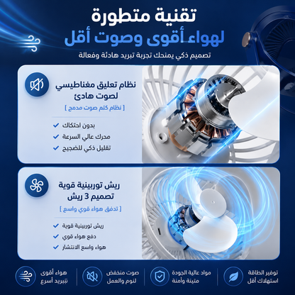 Ventilateur de Bureau 2-en-1 Premium : Fraîcheur & Lumière/مروحة مكتبية 2 في 1 فاخرة: انتعاش وإضاءة
