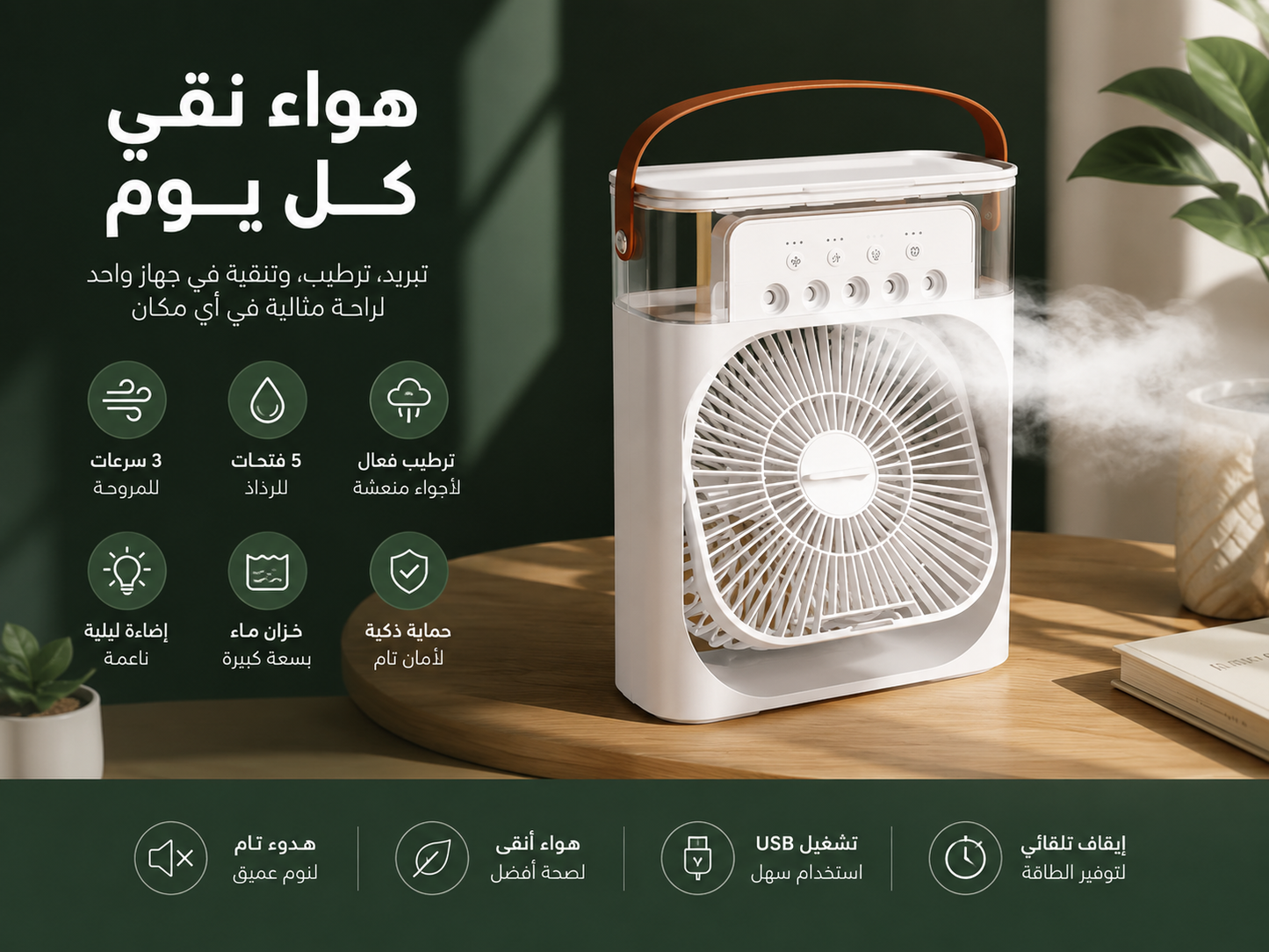 Mini Rafraîchisseur d'Air Portable 3-en-1/مبرد هواء صغير محمول 3 في 1