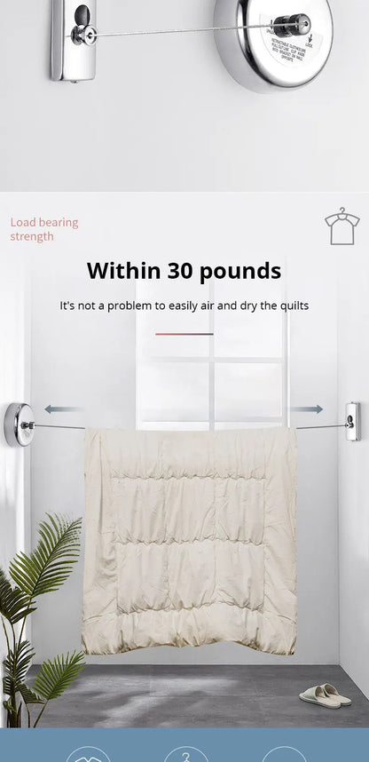 Wall-mounted Clothes Line Windproof 2.8m Adjustable Strength