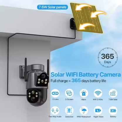 Caméra de Surveillance Externe HD Solar Smart Avec 2Cameras 4G-8MP