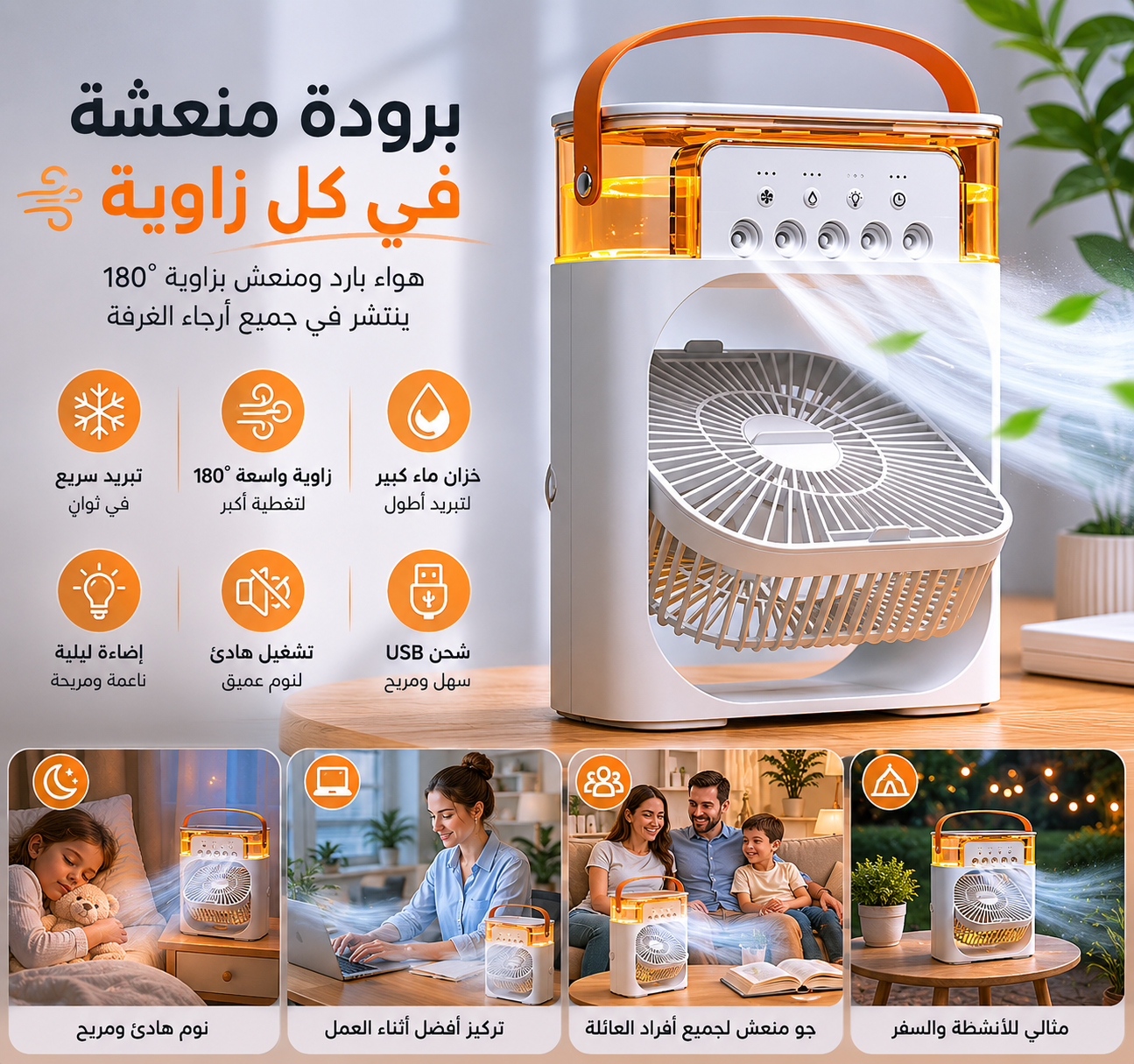 Mini Rafraîchisseur d'Air Portable 3-en-1/مبرد هواء صغير محمول 3 في 1