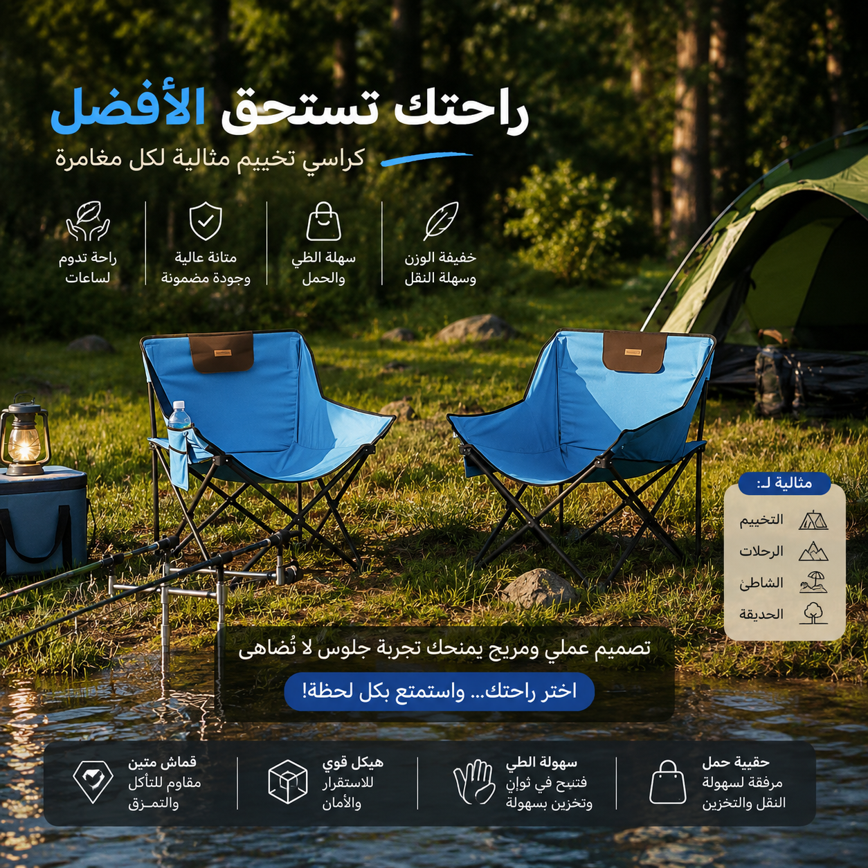 chaises sont des chaises de camping pliantes/كراسي التخييم والشاطئ القابلة للطي