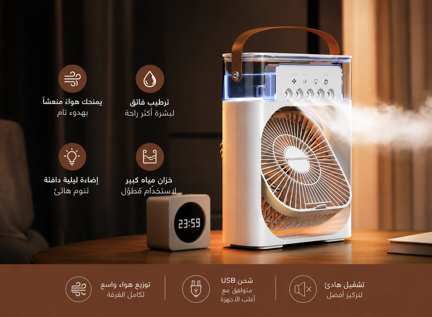 Mini Rafraîchisseur d'Air Portable 3-en-1/مبرد هواء صغير محمول 3 في 1